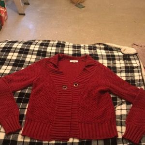 Red cardigan